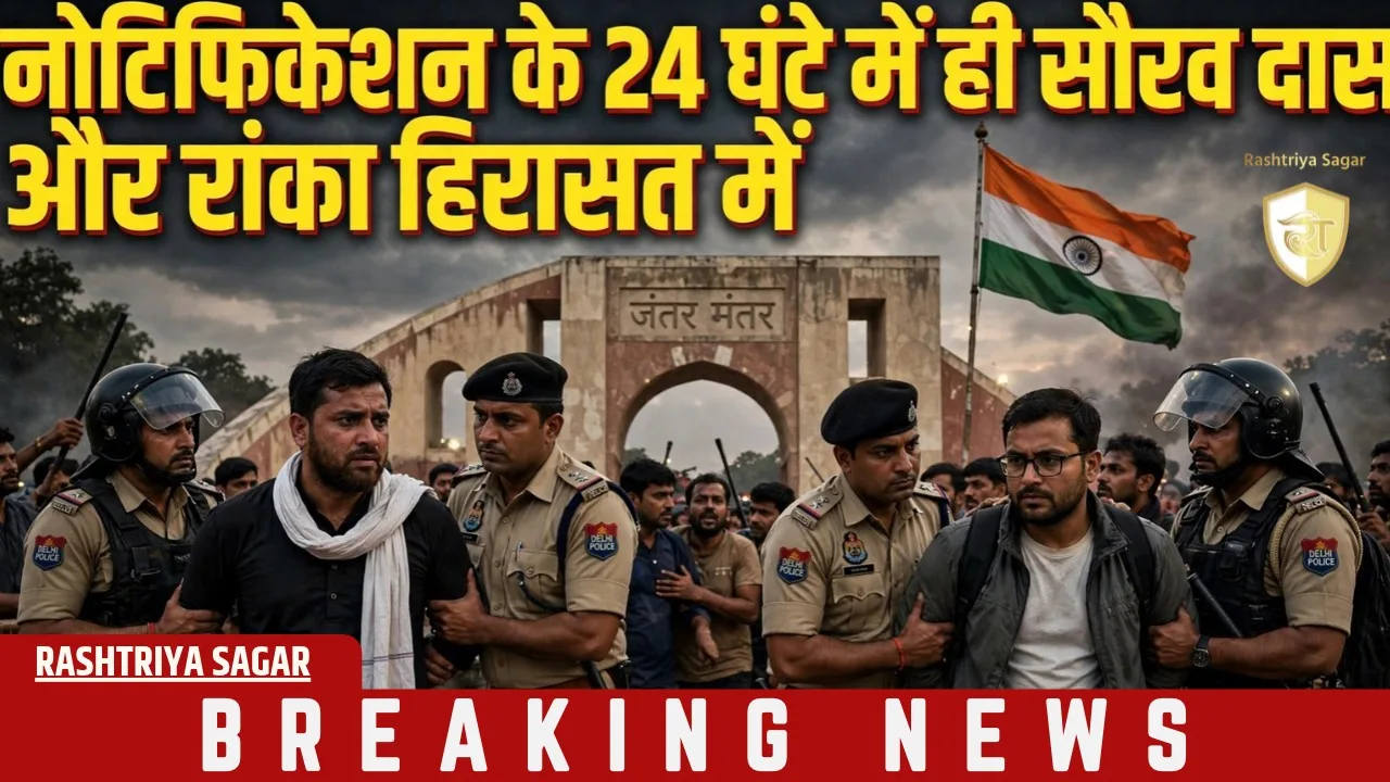 जंतर-मंतर पर सुबह-सुबह बवाल: सौरव दास और आशुतोष रांका हिरासत में, गेट फांदकर घुसे थे अंदर