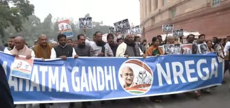 मनरेगा का नाम बदलने के विरोध में विपक्ष ने संसद भवन में निकाला मार्च, पूछा-क्या है परेशानी