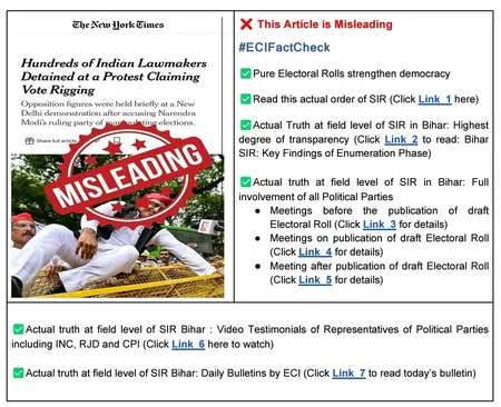 फैक्ट चेक: ईसीआई ने विदेशी मीडिया की खोली पोल, मतदाता सूची में हेराफेरी के विपक्षी दावे को किया खारिज
