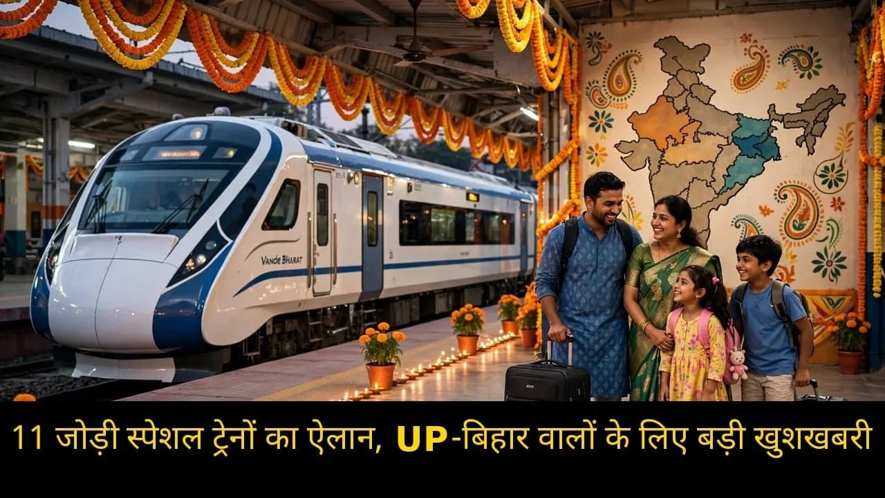 छठ पर घर जाओगे? UP-बिहार के लिए खुशखबरी, 11 जोड़ी स्पेशल ट्रेनों का ऐलान, देखें पूरी लिस्ट