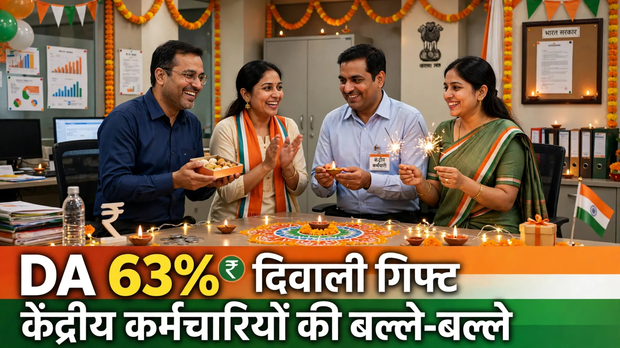 दिवाली से पहले सरकार ने खोला खजाना, कर्मचारियों का DA 63% हुआ, पेंशनर्स को भी मिलेगा लाभ