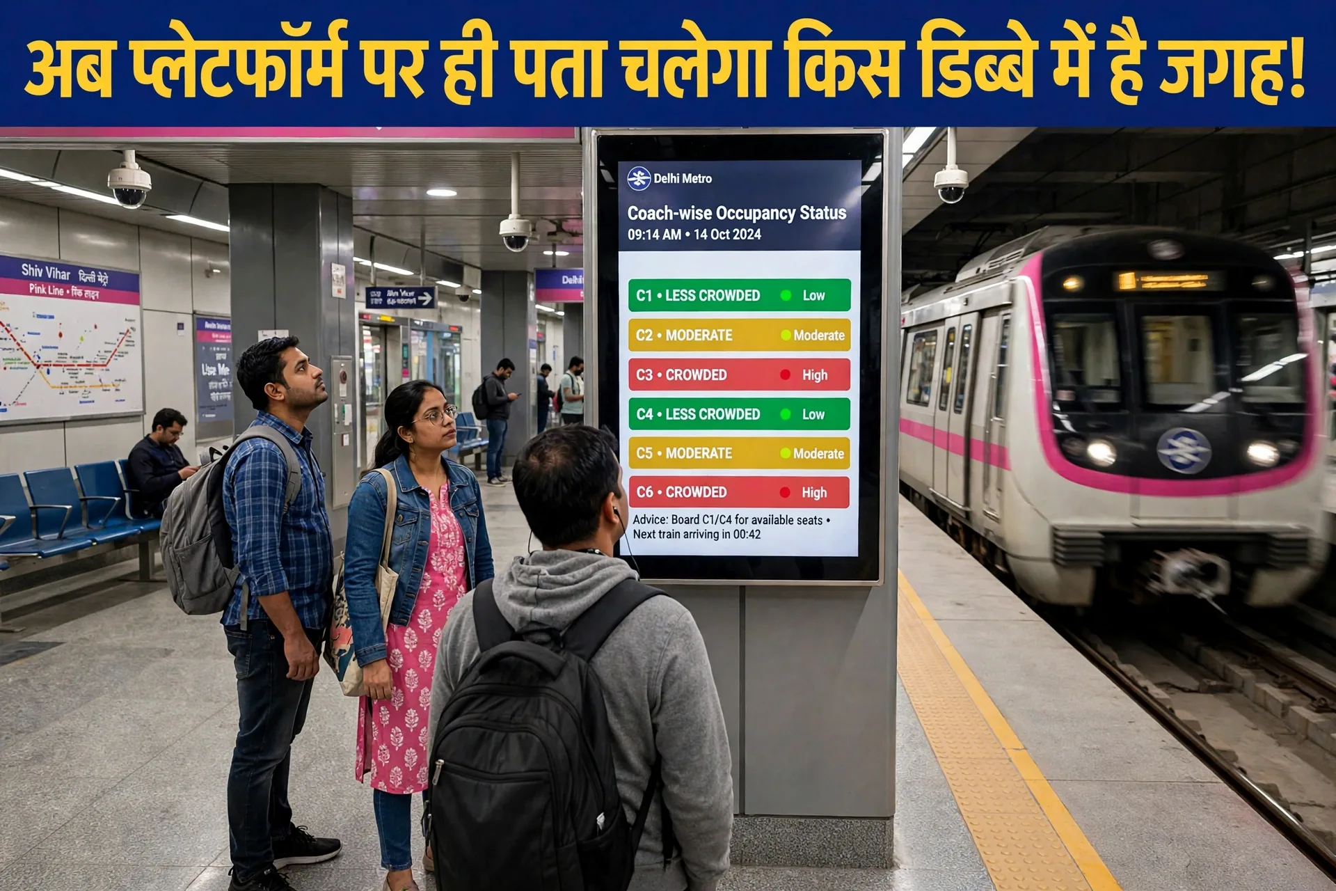 DMRC का नया सिस्टम: ट्रेन आने से पहले पता चलेगा किस कोच में कितनी भीड़