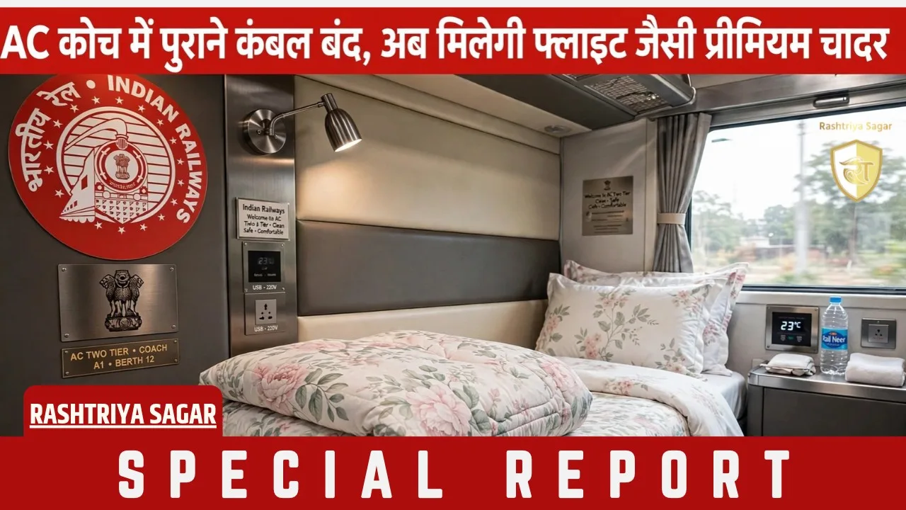 रेलवे का बड़ा बदलाव! AC कोच में पुराने कंबल बंद, अब मिलेगी फ्लाइट जैसी प्रीमियम चादर, जानिए किस ट्रेन में?