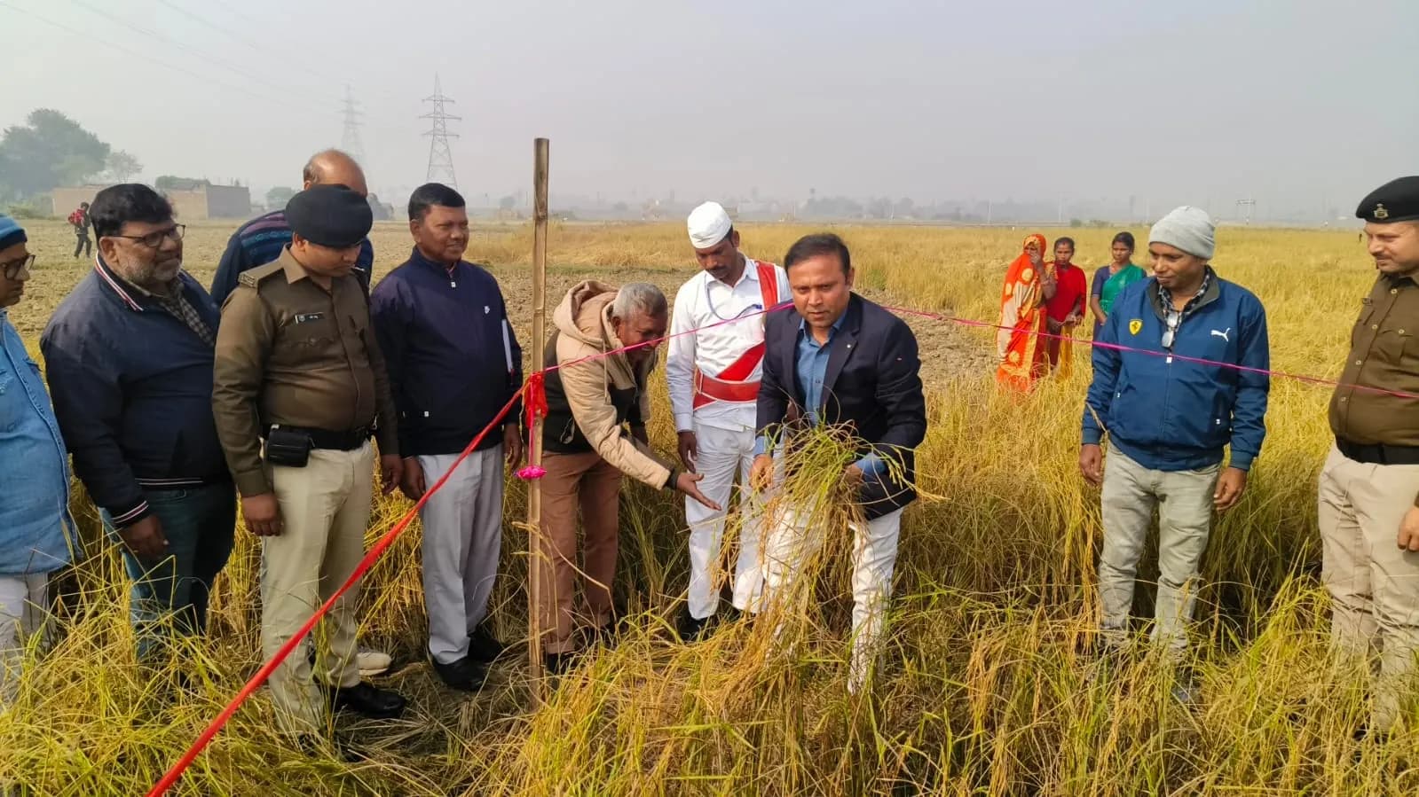 डीएम ने कतरनी धान का किया क्रॉप कटिंग, पैदावार बेहतर मिलने की उम्मीद