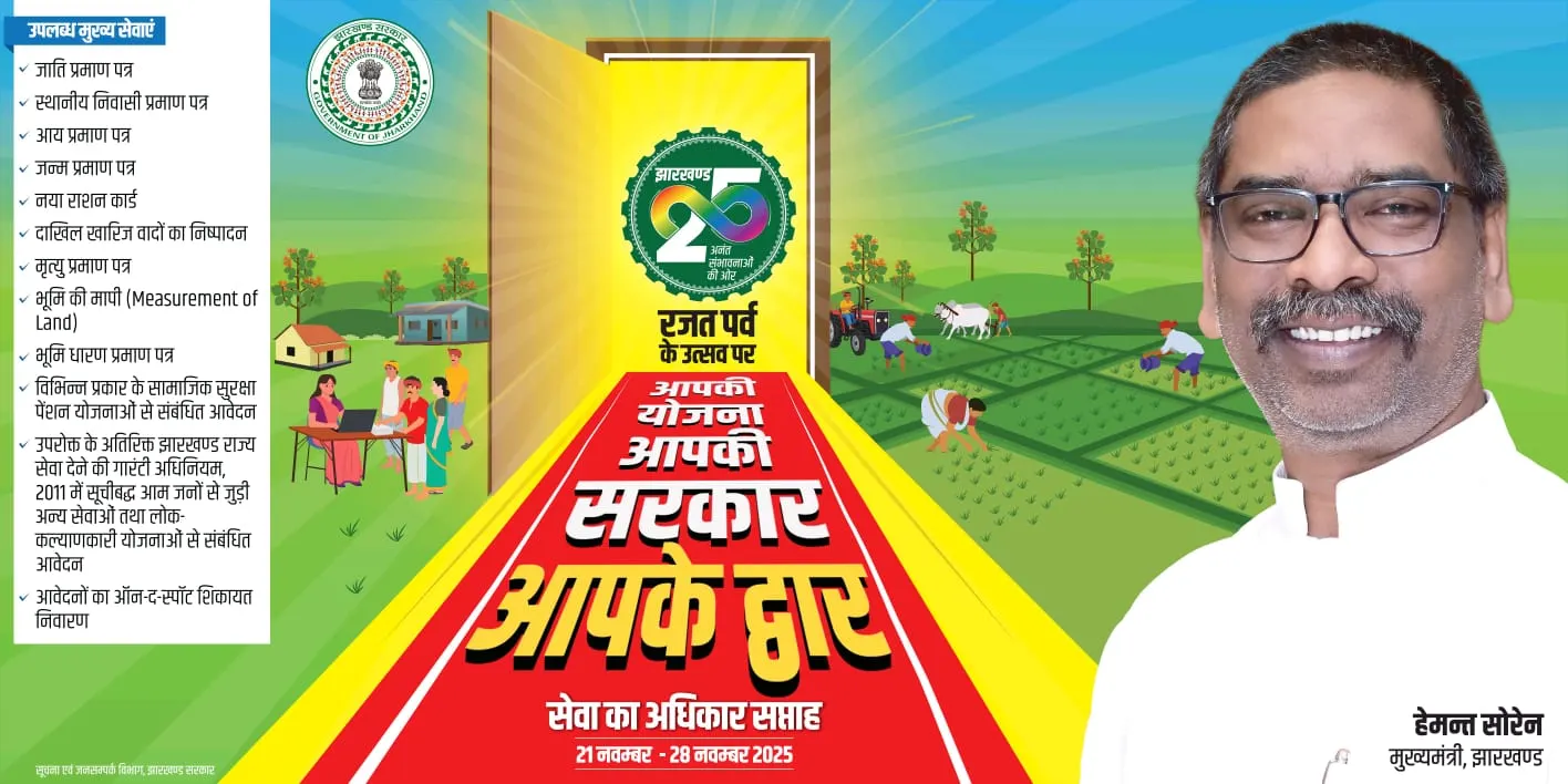 पूर्वी सिंहभूम में 21 से 28 नवंबर तक मनाया जा रहा है 'सेवा का अधिकार सप्ताह', पंचायत स्तर पर लगेंगे शिविर