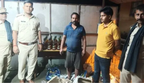 21 बोतल विदेशी शराब के साथ एक कारोबारी गिरफ्तार
