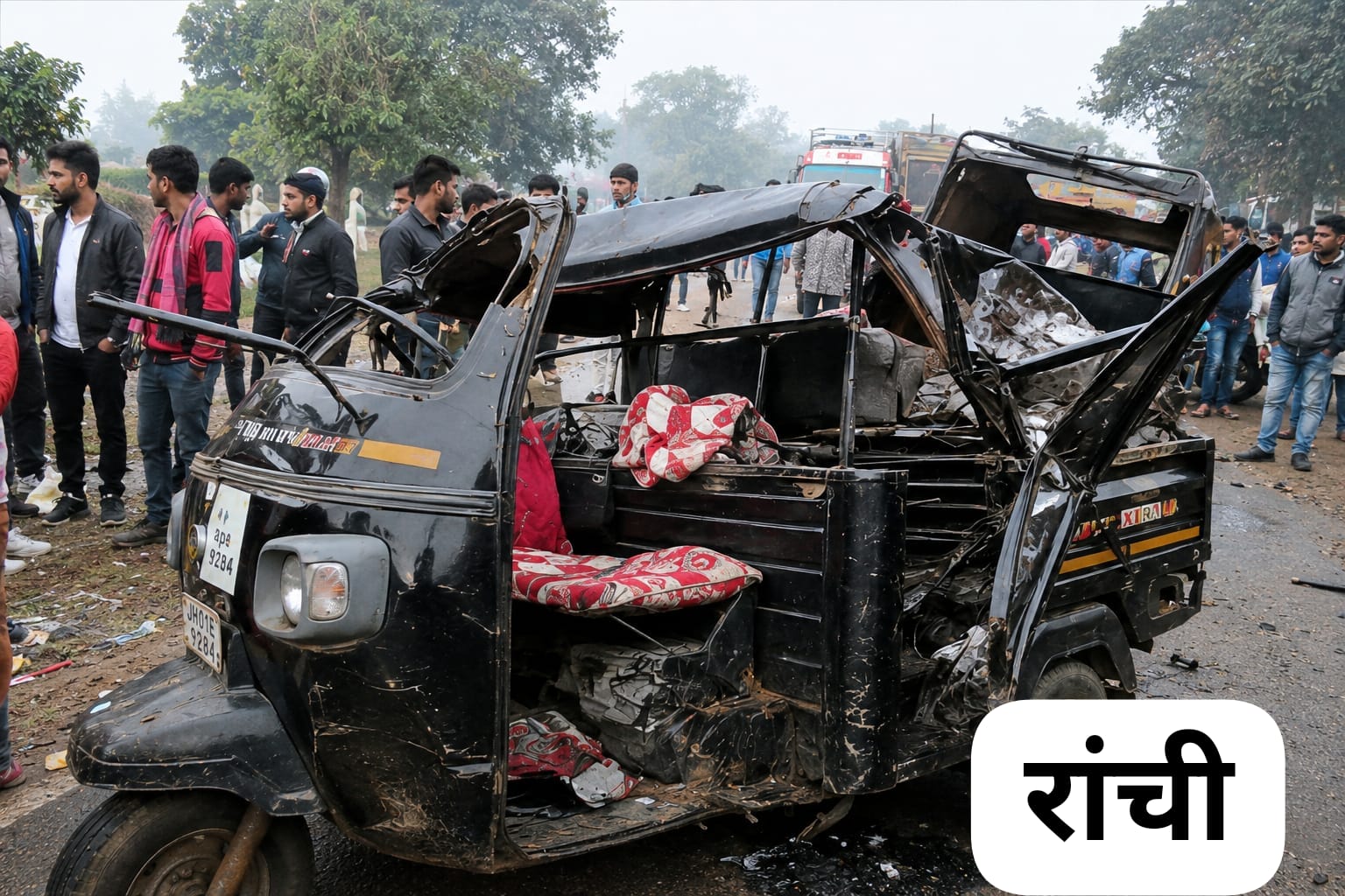 रातू के काठीटांड़ में भीषण सड़क हादसा, शादी से लौट रहे 9 लोग घायल
