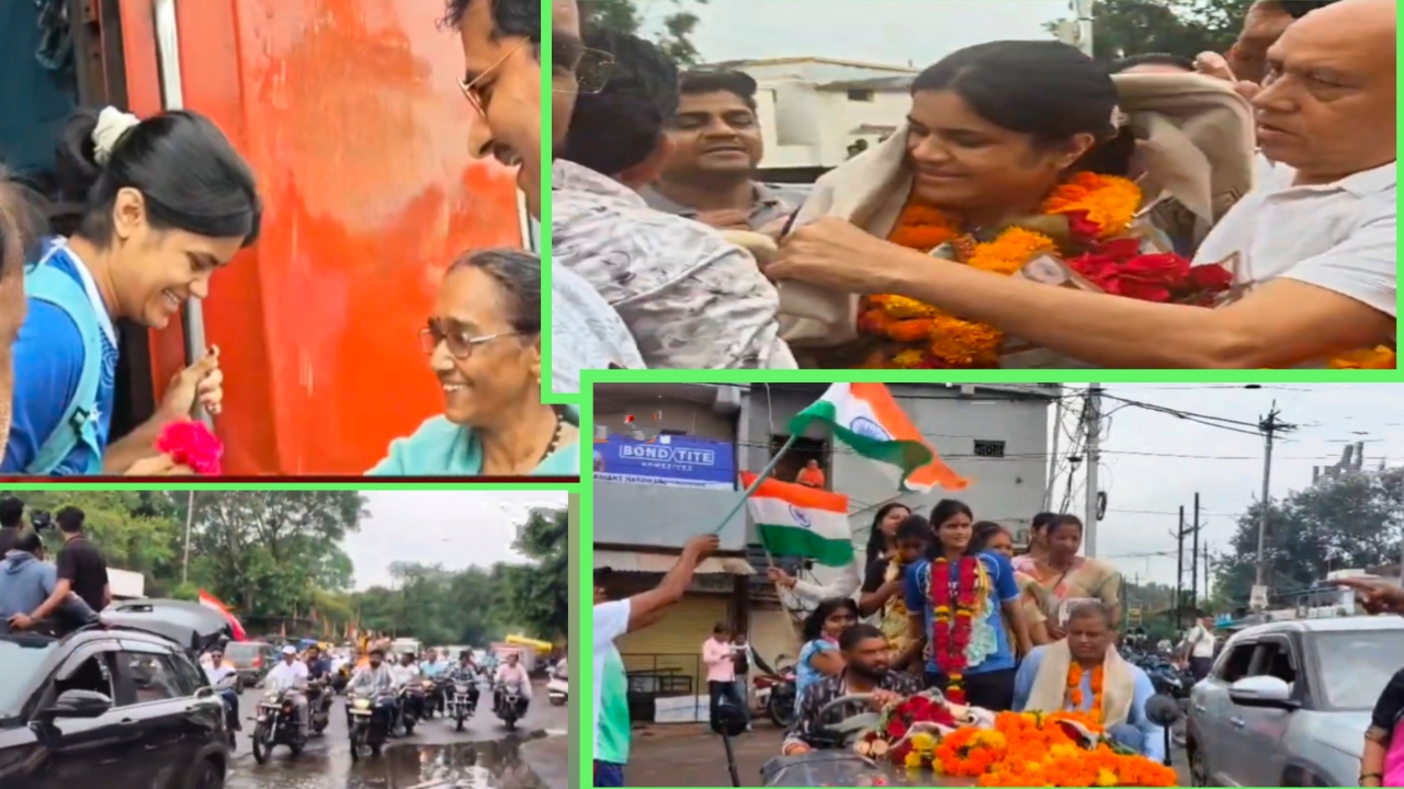 यामिनी मौर्य का शानदार स्वागत: कॉमनवेल्थ गेम्स में सिल्वर मेडल जीत कर लौटीं सागर की बेटी।