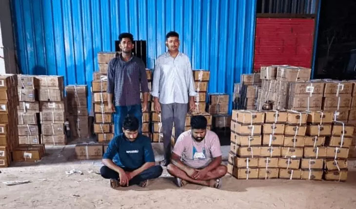अवैध शराब के खिलाफ कार्रवाई, नारनौल में 376 पेटी से भरा कैंटर पकड़ा